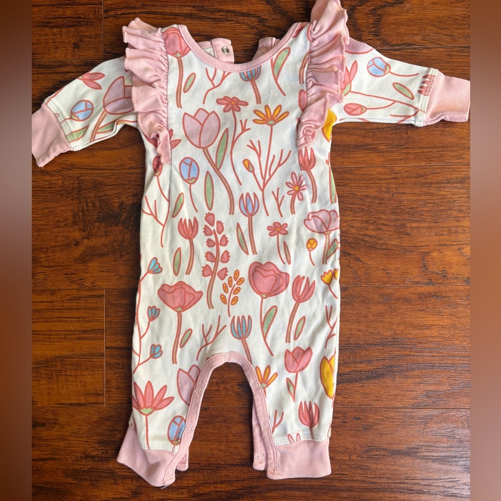 M+A by Monica + Andy Long Sleeve Double Ruffle Romper wildflower floral